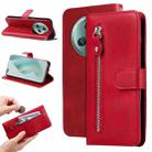 For Honor Magic5 Pro Calf Texture Zipper Leather Phone Case(Red) - 1