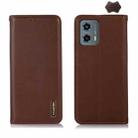 For Motorola Moto G 5G 2023 KHAZNEH Nappa Top Layer Cowhide Leather Phone Case(Brown) - 1