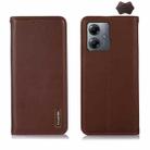 For Motorola Moto G14 4G KHAZNEH Nappa Top Layer Cowhide Leather Phone Case(Brown) - 1