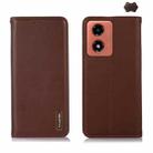 For Motorola Moto G04 / G24 KHAZNEH Nappa Top Layer Cowhide Leather Phone Case(Brown) - 1
