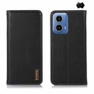 For Motorola Moto G34 KHAZNEH Nappa Top Layer Cowhide Leather Phone Case(Black) - 1