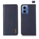 For Motorola Moto G34 KHAZNEH Nappa Top Layer Cowhide Leather Phone Case(Blue) - 1