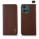 For Motorola Edge 50 Global KHAZNEH Nappa Top Layer Cowhide Leather Phone Case(Brown) - 1