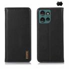 For Motorola Edge 50 Neo KHAZNEH Nappa Top Layer Cowhide Leather Phone Case(Black) - 1