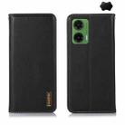 For Motorola Moto G35 KHAZNEH Nappa Top Layer Cowhide Leather Phone Case(Black) - 1