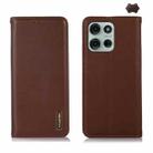 For Motorola Moto G75 5G KHAZNEH Nappa Top Layer Cowhide Leather Phone Case(Brown) - 1