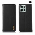 For Motorola Moto G75 5G KHAZNEH Nappa Top Layer Cowhide Leather Phone Case(Black) - 1