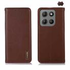 For Motorola Moto G15 4G / G05 KHAZNEH Nappa Top Layer Cowhide Leather Phone Case(Brown) - 1