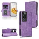 For Huawei P60 / P60 Pro Symmetrical Triangle Leather Phone Case(Purple) - 1