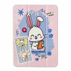 For iPad 10.2 2022 / 2021 / 2020 / 2019 Acrylic Painted 3-fold Holder Leather Tablet Case(Three Little Rabbits) - 1