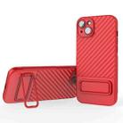 For iPhone 14 Plus Wavy Texture TPU Phone Case with Lens Film(Red) - 1