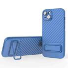 For iPhone 14 Plus Wavy Texture TPU Phone Case with Lens Film(Blue) - 1