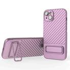 For iPhone 14 Plus Wavy Texture TPU Phone Case with Lens Film(Purple) - 1