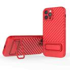 For iPhone 12 Pro Wavy Texture TPU Phone Case with Lens Film(Red) - 1