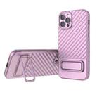 For iPhone 12 Pro Wavy Texture TPU Phone Case with Lens Film(Purple) - 1