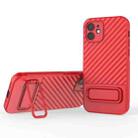 For iPhone 12 Wavy Texture TPU Phone Case with Lens Film(Red) - 1