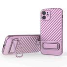 For iPhone 12 Wavy Texture TPU Phone Case with Lens Film(Purple) - 1