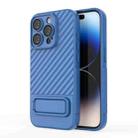 For iPhone 15 Pro Wavy Texture TPU Phone Case with Lens Film(Blue) - 1