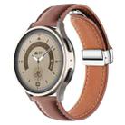 20mm Folding Buckle Plain Weave Genuine Leather Watch Band(Brown+Silver) - 1