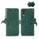 For Nokia C32 4G Ostrich Pattern Genuine Leather RFID Phone Case(Green) - 1