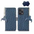 For Xiaomi Redmi Note 12 Turbo Ostrich Pattern Genuine Leather RFID Phone Case(Blue) - 1
