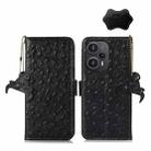 For Xiaomi Redmi Note 12 Turbo Ostrich Pattern Genuine Leather RFID Phone Case(Black) - 1