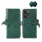 For Xiaomi Redmi Note 12 Turbo Ostrich Pattern Genuine Leather RFID Phone Case(Green) - 1