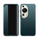 For Huawei P60 Art Magnetic Side Window View Leather Smart Phone Case(Green) - 1