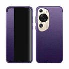 For Huawei P60 Art Magnetic Side Window View Leather Smart Phone Case(Purple) - 1