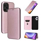 For Xiaomi Redmi Note 12 Turbo Carbon Fiber Texture Flip Leather Phone Case(Pink) - 1