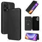 For Xiaomi Redmi Note 12 Turbo Carbon Fiber Texture Flip Leather Phone Case(Black) - 1