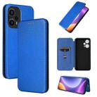 For Xiaomi Redmi Note 12 Turbo Carbon Fiber Texture Flip Leather Phone Case(Blue) - 1