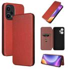 For Xiaomi Redmi Note 12 Turbo Carbon Fiber Texture Flip Leather Phone Case(Brown) - 1