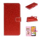 For Samsung Galaxy A01 Glitter Powder Horizontal Flip Leather Case with Card Slots & Holder & Photo Frame & Wallet(Red) - 1