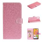 For Samsung Galaxy A01 Glitter Powder Horizontal Flip Leather Case with Card Slots & Holder & Photo Frame & Wallet(Pink) - 1