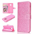 For Samsung Galaxy A6 (2018) Glitter Powder Horizontal Flip Leather Case with Card Slots & Holder & Photo Frame & Wallet(Pink) - 1