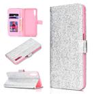 For Samsung Galaxy A7 (2018) Glitter Powder Horizontal Flip Leather Case with Card Slots & Holder & Photo Frame & Wallet(Silver) - 1