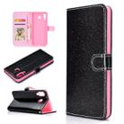 For Samsung Galaxy A9 Star Glitter Powder Horizontal Flip Leather Case with Card Slots & Holder & Photo Frame & Wallet(Black) - 1