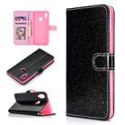 For Samsung Galaxy A10s Glitter Powder Horizontal Flip Leather Case with Card Slots & Holder & Photo Frame & Wallet(Black) - 1