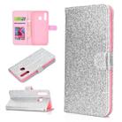 For Samsung Galaxy A20e Glitter Powder Horizontal Flip Leather Case with Card Slots & Holder & Photo Frame & Wallet(Silver) - 1