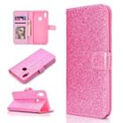 For Samsung Galaxy A20s Glitter Powder Horizontal Flip Leather Case with Card Slots & Holder & Photo Frame & Wallet(Pink) - 1