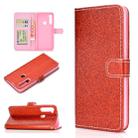For Samsung Galaxy A21 Glitter Powder Horizontal Flip Leather Case with Card Slots & Holder & Photo Frame & Wallet(Red) - 1