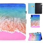 For Lenovo Tab M9 Sewing Thread Horizontal Painted Tablet Leather Case with Pen Cover(Ocean) - 1
