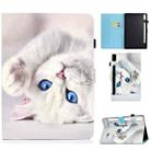 For Lenovo Tab P11 Pro Gen 2 Sewing Thread Horizontal Painted Tablet Leather Case with Pen Cover(White Cat) - 1