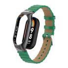 For Xiaomi Mi Band 8 Integrated Metal Case + Bamboo Leather Watch Band(Bamboo Green) - 1