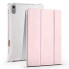 For Lenovo Pad Plus 2023 11.5 inch 3-fold Clear TPU Leather Tablet Case with Pen Slot(Pink) - 1