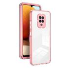For Xiaomi Redmi Note 9S / Note 9 Pro 3 in 1 Clear TPU Color PC Frame Phone Case(Pink) - 1