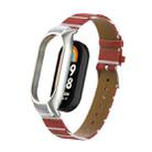For Xiaomi Mi Band 8 Integrated Metal Case + Secondary Color Leather Watch Band(Brown) - 1