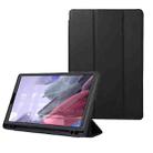 For Samsung Galaxy Tab A7 Lite Solid Color 3-folding Leather Tablet Case(Black) - 1