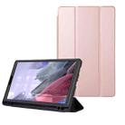 For Samsung Galaxy Tab A7 Lite Solid Color 3-folding Leather Tablet Case(Rose Gold) - 1